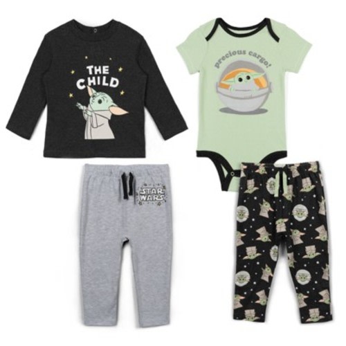 Star Wars The Child Newborn Baby Boys Bodysuit T-Shirt and Pants 4 Piece Layette Set 3-6 Months
