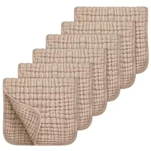 Looxii Muslin Burp Cloths 100% Cotton Muslin Cloths Large 20''x10'' Extra Soft and Absorbent 6 Pack Baby Burping Cloth for Boys and Girls (Brown)