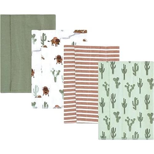 Luvable Friends Hudson Baby Flannel Burp Cloths 4pk, Forest Trail
