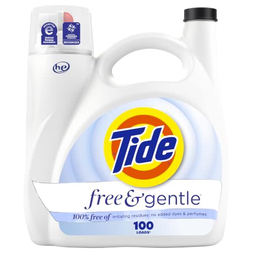 Tide Free & Gentle Liquid Laundry Detergent, 100 Loads, 132 fl oz, Tide Laundry Detergent, Clean Laundry Detergent