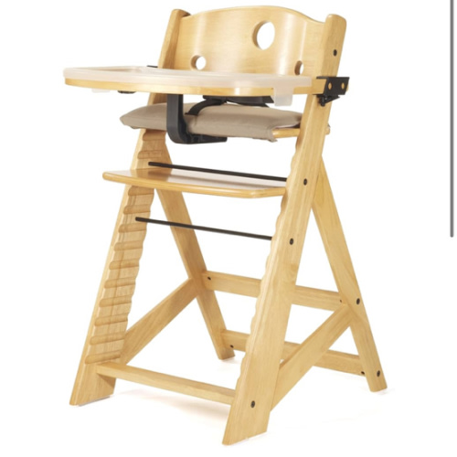Keekaroo Height Right High Chair with Tray, Natural Safe, comfortable seat children, adjustable wood high chair is ideal for children aged 6 mos. to 3 years