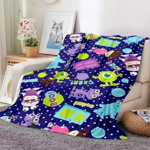 Monsters Inc Throw Blanket, Flannel Cute Monsters Inc House Themed Stuffed Soft Nap Throw Blanket for Home Decor Gifts