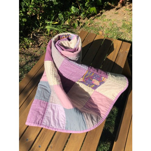 Heather Ross Moths in Twilight baby and toddler girl quilt, Lavender, grey, and cream blanket, Newborn tummy time, Baby shower gift