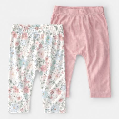 Baby Girl 2-Pack Butterfly Garden PurelySoft Pants - Pink | Carter’s Oshkosh Canada