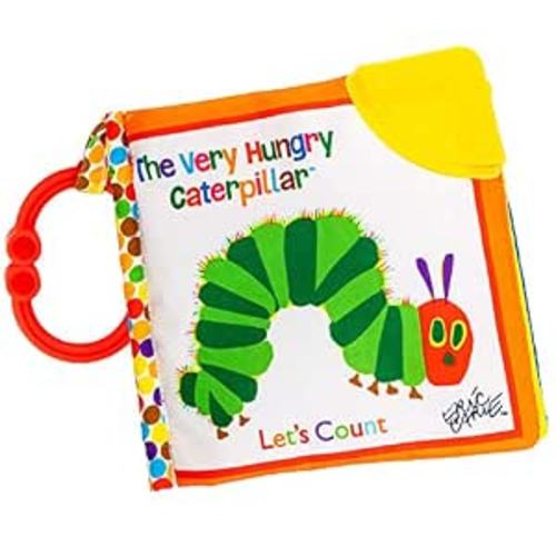 Let's Count Soft Book - World of Eric Carle the Very Hungry Caterpillar Baby on the Go Clip Teething Crinkle Soft Sensory Book for Babies, 5.25x5.25 Inch