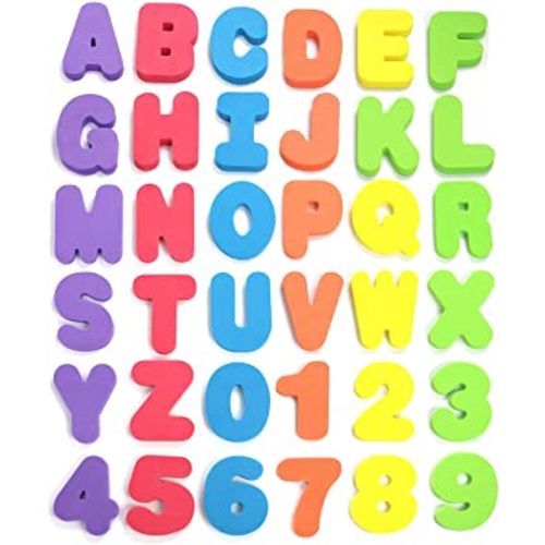 Click N’ Play 36 Piece Play Set of Bath Foam Letters & Numbers with Mesh Bag Organizer, Non Toxic & BPA Free, Colorful, Educational & Fun ABC Foam Bath & Shower Toys for Baby & Toddlers