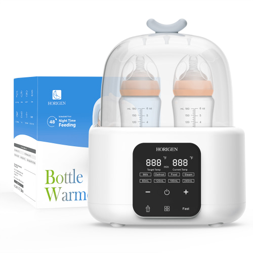 Horigen Double 10-In-1 Baby Bottle Warmer with Smart Temperature Control, Heat Baby Food Quickly, Steam Sterilizer, Keep 48h for Breastmilk
