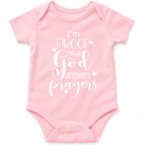 AW Fashions I'm Proof God Answers Prayers - Miracle Baby Bodysuit | Faith-filled miracle baby message for showers, church family, first visits, newborn photos and meaningful gifts