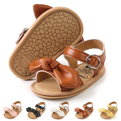 Meckior Baby Toddler Infant Girls PU Leather Soft Open Toe Summer Sandals Flower Princess Flat Shoes
