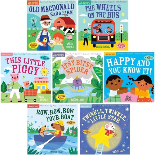 Indestructibles Series Beloved Classics 7-Book Collection Set - Baby-Proof Nursery Rhyme Books for Early Learning - Old MacDonald Had a Farm, Wheels on the Bus, This Little Piggy, Happy and You Know It!, Itsy Bitsy Spider, Row, Row, Row Your Boat, Twinkle