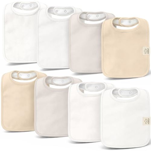 KeaBabies 8-Pack Organic Baby Bibs for Boys, Girls Drool Bibs (Purest) | Super Absorbent Cotton Bibs for Teething and Drooling Newborn, Toddler, Ultra Soft, Machine Washable, Gender Neutral Colors