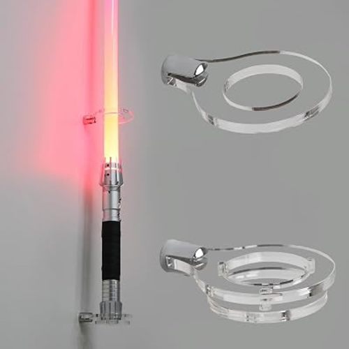 Lightsaber Wall Mount, Vertical Lightsaber Wall Mount Holder – Clear Acrylic Display Stand for Most Lightsabers, Heavy Duty Light Saber Wall Mount (Transparent 1 Hole)