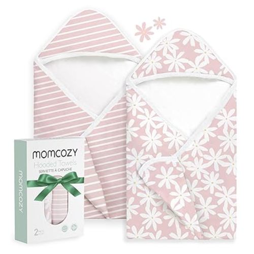 Momcozy Baby Towel with Hooded - Ultra Soft & Absorbent Large Bath Towel Set for Comfort & Gentle on Baby's Skin - Shower Gift & Bath Essential & Baby Registry Search for Newborn,Infant,Toddler,Kids