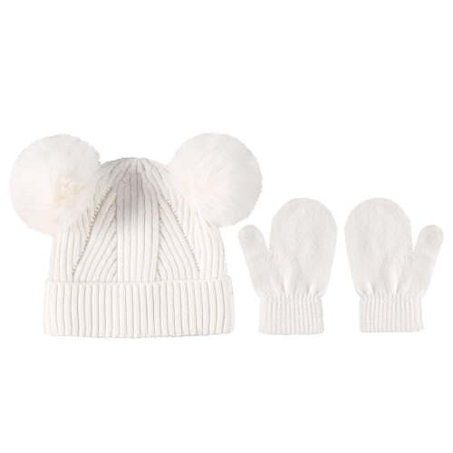 Baby Girls Boys Soft Warm Knit Hat Kids Winter Hat Solid Knitted Gloves Winter Mittens for Baby Girls Hat Babies Toddler A Hats Lumber Hat Winter Hat And Mitten Set Girl Cap And