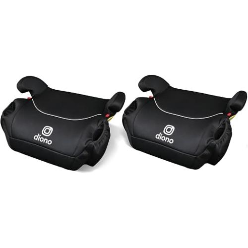 Diono Solana, No Latch, Pack of 2 Backless Booster Car Seats, Lightweight, Machine Washable Covers, Cup Holders, Black