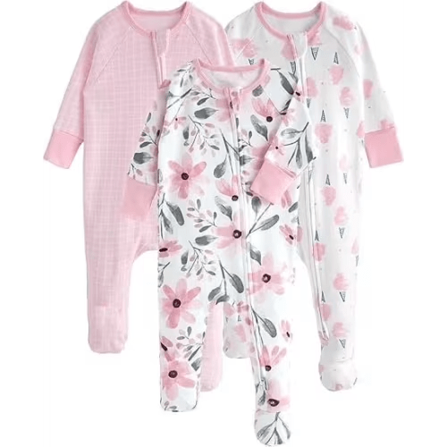 Yoofoss Baby Pajamas 100% Organic Cotton Baby Sleepers for Newborn Boys Girl Clothes 3pcs Footed PJs