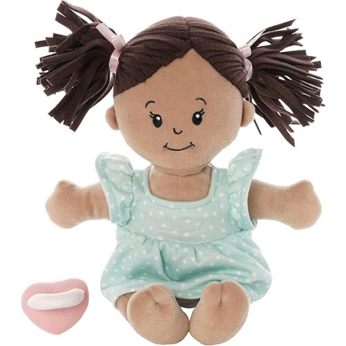 Love, Stella Soft Baby Doll for 1 + Year Old by Manhattan Toy - Beige with Brown Pigtails