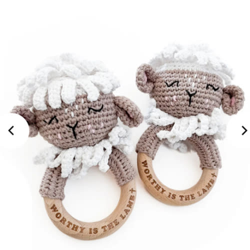 Worthy is the Lamb Knitted Teether Rattle