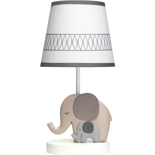 Bedtime Originals Elephant Love Gray/White Nursery Lamp with Shade & Bulb