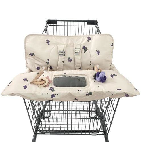 Shopping Cart Cover for Baby 2 in 1 High Chair Covers for Restaurant Comfortable Grocery Cart Seat Covers for Infant, Toddler Universal Suitable for Most Shopping Carts Machine Washable, Grape