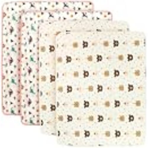 4 Pack Waterproof Baby Changing Pad Liner Dino & Bear 39"x54" | Reusable Changing Mat for Kids, Toddler & Pet, machine washable