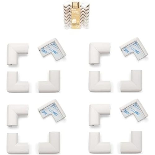 Roving Cove HeftyFit Corner Protector for Baby (16 Large Corners), Heavy-Duty Soft Rubber Foam Furniture Corner Bumper Guards, 3M Adhesive Pre-Taped, Oyster White (Off White)