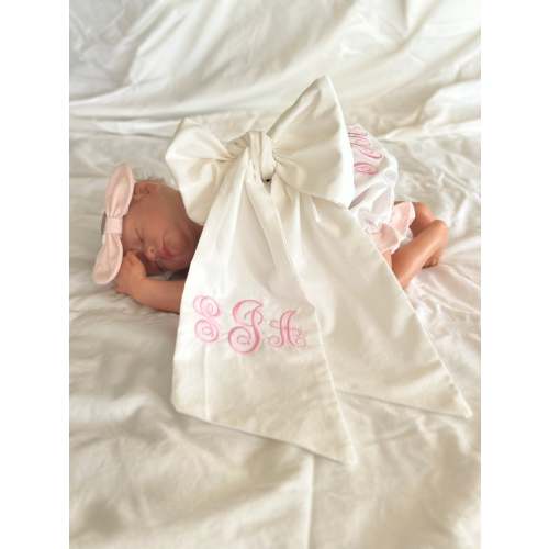Personalized Newborn Photo Set — Bloomers, Bow Sash & Headband