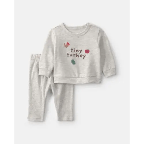 Baby 2-Piece 'Tiny Turkey' French Terry Top & Pant Set - Grey | Carter's