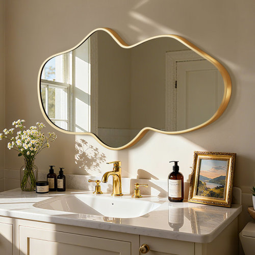 Mercer41 Modern Irregular Wall Mirror, Large Decorative Asymmetrical Vanity Mirror With Metal Frame For Bathroom, Bedroom, Living Room Or Entryway & Reviews | Wayfair
