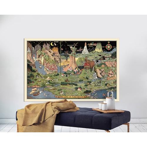 CANVAS Print Ready to Hang, The Land of Make Believe - 1933 Vintage Fairy Tale Map Canvas, Nursery Decor Idea, Fantasy Art Kids Room Canvas Wall Art 12x18 Art-1147