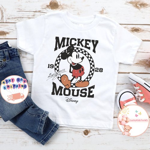 Disney Mickey Mouse Kids T-Shirt, Mickey Toddler Sweatshirt, Checkered Mickey Baby Onesie®, Disney Family Trip Toddler Shirt, Disney Gift