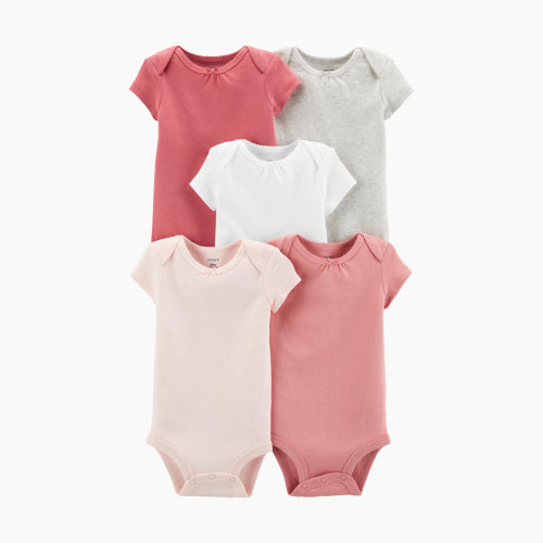 Carter's Short Sleeve Bodysuit (5 Pack) - Multi (Dusty Pink Solids), Newborn