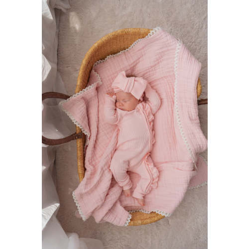 Gauze Lace Blanket | Baby Pink – Little and Fern
