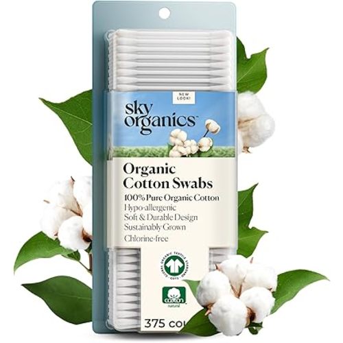 Sky Organics - Organic Cotton Swabs, Ultra Soft Tips - Strong & Durable - Hypoallergenic - Chlorine Free - Sustainable - Natural, Vegan & Cruelty Free - Skin Care & Self Care w ebook