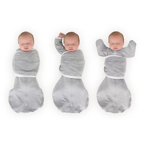 SwaddleDesigns Organic 6-Way Omni Swaddle Sack Arms Up Swaddle for Newborn, More Options to Calm Startle Reflex, Improves Sleep, 12-18 lbs, Heathered Gray
