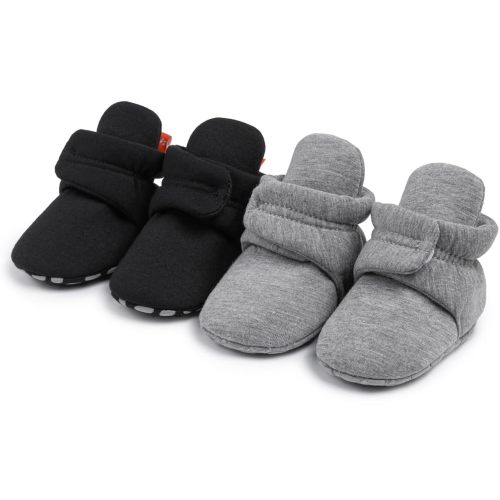 Sawimlgy Newborn Infant Baby Girl Boy Cotton Booties Stay On Sock Slippers Soft Bedroom Shoes Non-Skid Ankle Boots With Grippers Toddler Crib Warm Shoe First Walker Birthday Shower