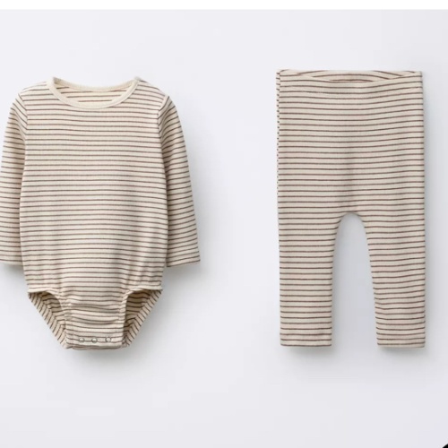 STRIPED BODYSUIT AND LEGGINGS SET - Brown | ZARA United States