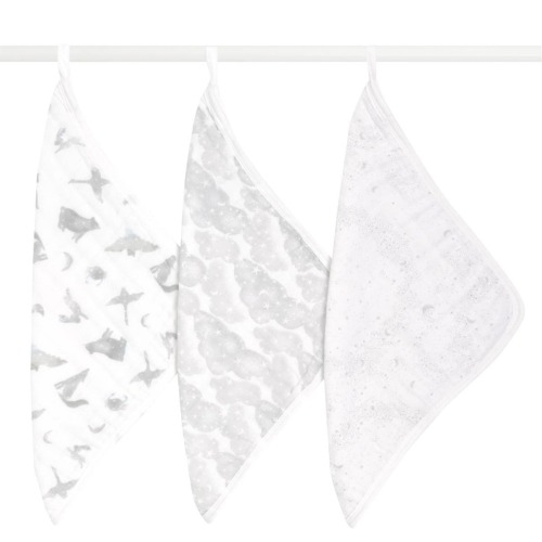 Organic Cotton Muslin Washcloths 3 Pack in map the stars | aden + anais