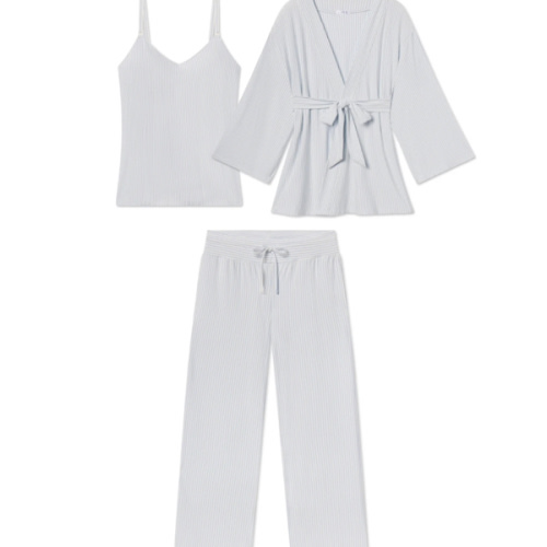 LAKE | Women | DreamModal Pajamas | Carnation Pencil Stripe Maternity Kimono Bundle