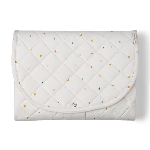 Makemake Organics Organic Portable Changing Pad GOTS Certified Organic Cotton Fill Portable Diaper Changing Mat Diaper Clutch Changing Station Kit Compact Travel Pad (33"x34", Dotty)