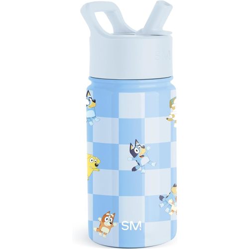 Simple Modern Kids Summit Water Bottle with Straw Lid | Bluey 14oz Stainless Steel Cup Insulated Tumbler for Toddlers, School| Bluey Checkmate