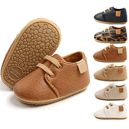 HsdsBebe Baby Boys Girls Oxford Shoes PU Leather Soft Rubber Sole Sneakers Anti-Slip Toddler Ankle Boots Infant Walking Shoes Moccasins