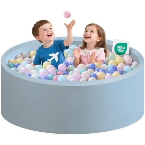 Ball Pit for Toddlers 47.24''x15.75'' Baby Ball Pit Soft Foam Ball Pits Round Lagre Kids Ball Pits Indoor Kids Play Ball Pool Ideal Gift for Children (Lightblue, NO Balls)