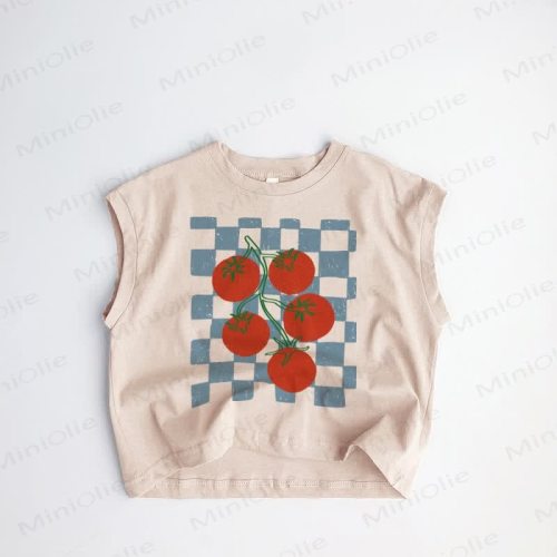 Baby Toddler Tomato Checkerboard Khaki Tank Top