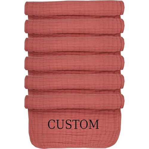 Personalized Muslin Burp Cloth with Embroidered Name For Baby Boy & Girl 6-Layer 100% Cotton Burping Cloths for Babies, Soft & Plush Newborn Spit Up Rags, Infant Towels for Milk Spit Up (Wine)