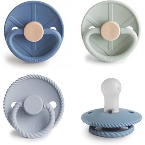 FRIGG SilkySoft Silicone Baby Pacifier 4-Pack Skyline Serenity | Made in Denmark | BPA-Free (0-6 Months)