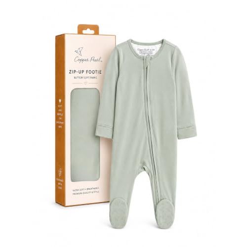 Copper Pearl Zip-Up Footie Baby Pajamas – Soft Newborn Sleep and Play for Boys & Girls, Tag-Free with Two-Way Zipper Baby Sleepers - Briar, Newborn