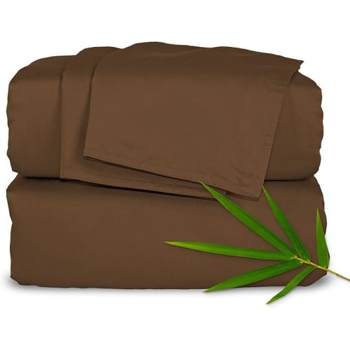 Pure Bamboo Queen Sheets, Genuine 100% Organic Viscose Derived from Bamboo Bed Sheet Set, Luxuriously Soft & Cooling, Double Stitching, 2 Year Quality Promise (Queen, Coconut Husk)