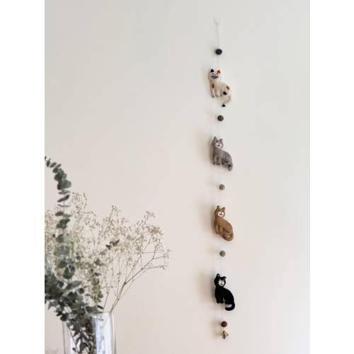 Felt Cat Garland, Kitty Garland, Cat Party Garland, Felt Cat Wall Hangings, Animal Mobile, Nursery Décor, Gift for Cat Lovers