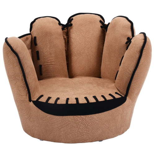 Spaco, Kids Sofa, Five Fingers Baseball Glove Shape, Brown faux suede